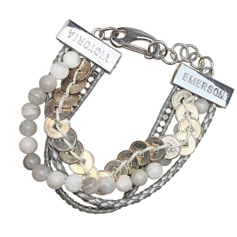Victoria Emerson 4 Strand Quartz Crystal Coin Beaded Bracelet